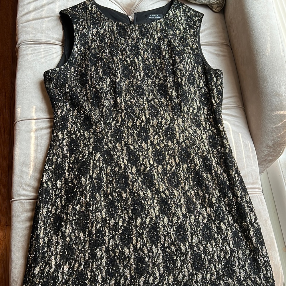 Black and gold cocktail dress